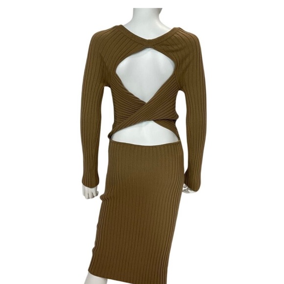 Valentina Camel Long Sleeve Knit Dress - Picture 2 of 4
